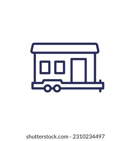 mobile home line icon, house trailer vector