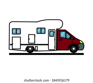 Mobile home on a white background. Cartoon. Vector illustration.