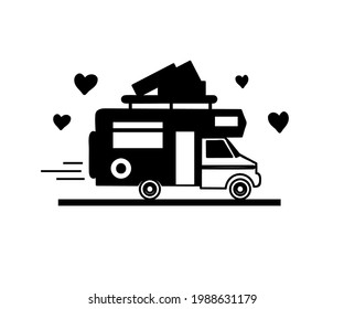 Mobile home on a white background. Symbol. Vector illustration.