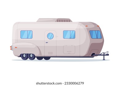 Mobile home for outdoor summer adventures. Side view of recreational vehicle for family travel vector illustration