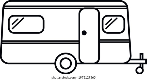 mobile home trailer icon. thin line design. Icon vector illustration