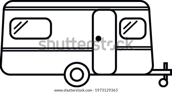 mobile home trailer icon. thin line design.\
Icon vector\
illustration