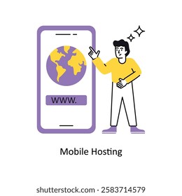 Mobile Hosting Concept vector illustration.  isolated on white Background.
