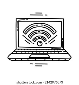 Hotspot móvil en parte de equipo de equipo y sistema operativo Vector de conjunto de iconos dibujado mano.