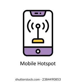 Ilustración de diseño de esquema relleno del vector Hotspot móvil. Símbolo del archivo EPS 10 de fondo blanco