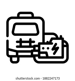 mobile house with generator line icon vector. mobile house with generator sign. isolated contour symbol black illustration