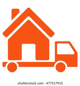 Mobile House icon. Vector style is flat iconic symbol, orange color, white background.
