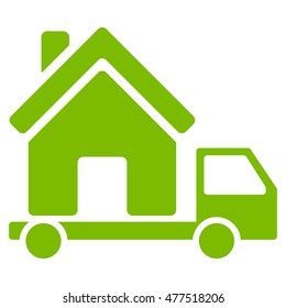 Mobile House icon. Vector style is flat iconic symbol, eco green color, white background.