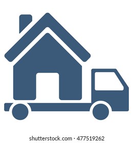 Mobile House icon. Vector style is flat iconic symbol, blue color, white background.