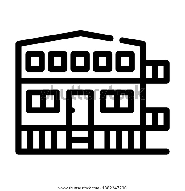 mobile house\
on stilts line icon vector. mobile house on stilts sign. isolated\
contour symbol black\
illustration