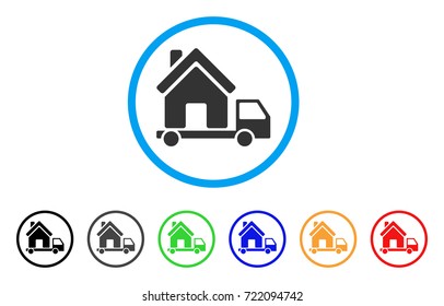 Mobile House rounded icon. Style is a flat mobile house grey symbol inside light blue circle with black, gray, green, blue, red, orange variants. Vector designed for web and software interfaces.