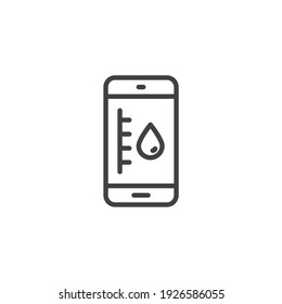 Mobile humidity level line icon. linear style sign for mobile concept and web design. Smartphone humidity level outline vector icon. Symbol, logo illustration. Vector graphics