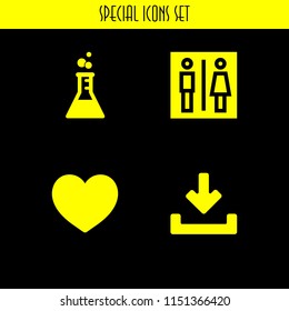 mobile icon. 4 mobile set with download, like, experiment and commerce and shopping vector icons for web and mobile app