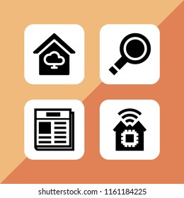 mobile icon. 4 mobile set with search, news and smart home vector icons for web and mobile app
