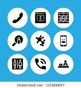 mobile icon. 9 mobile set with smartphone with emoticon, seo and web, search and phone vector icons for web and mobile app