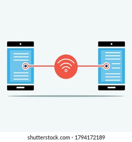 a mobile icon or a cellular telephone, in a flat style. internet network illustration in flat style