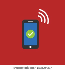 mobile icon and checkmark .vector illustration.