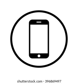 Mobile icon in circle . Vector illustration