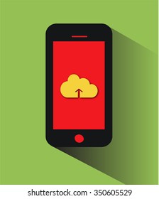 Mobile icon with cloud long shadow