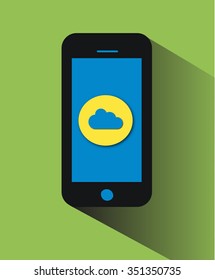 Mobile icon with cloud long shadow