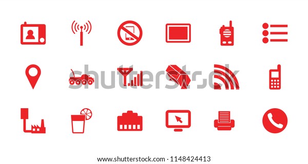 Mobile icon. collection of 18\
mobile filled icons such as signal tower, phone, tablet, phone\
cable, location, intercom. editable mobile icons for web and\
mobile.