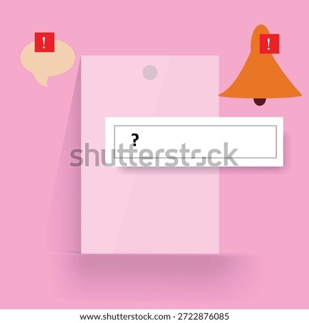 Mobile icon with emergency question search, notification symbol concept isolated on pink background, vector illustration design background