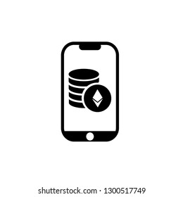 mobile icon and etherium symbol
