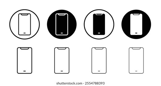 Mobile icon Flat set in black and white color