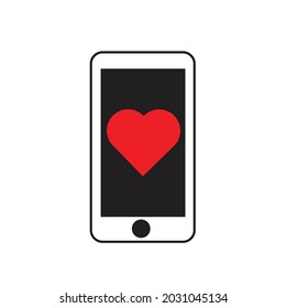 The mobile icon has a red heart with white background text leading to it.