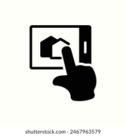 mobile icon, isolated black glyph icon