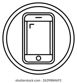  mobile icon line art on white background