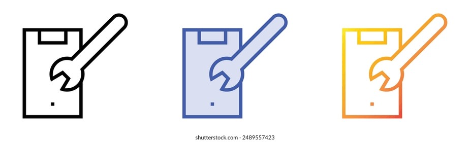 mobile icon. Linear, Blue Fill and Gradient Style Design Isolated On White Background