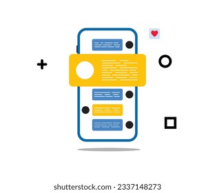 icono móvil y magnificación del diseño de vector de pantalla de smartphone msg. concepto msg. Mensaje de teléfono y resultados saliendo