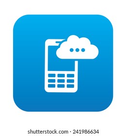 Mobile icon on blue button background,clean vector