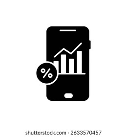 Mobile Icon with Percentage Chart for Financial Performance Analysis