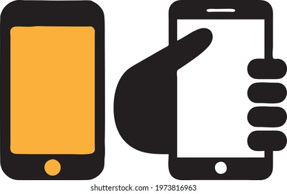 Mobile ICON set of 2 isolated on black 