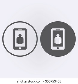 Mobile icon set with avatar symbol in circle . Vector illustration