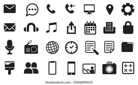 Mobile icon set black and white