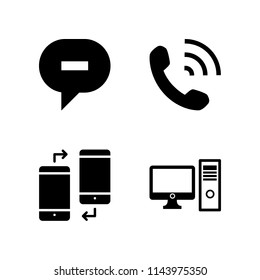 mobile icon set with chat, desktop computer and telephone vector icons for web and graphic design