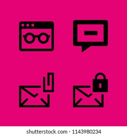 mobile icon set with chat, email and browser vector icons for web and graphic design