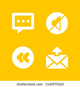 mobile icon set with rewind, email and chat bubble vector icons for web and graphic design