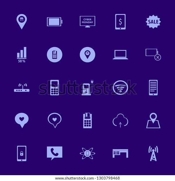 mobile icon set with sale, car charger and\
empty battery vector\
illustration