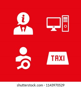mobile icon set with taxi, user and businessman vector icons for web and graphic design