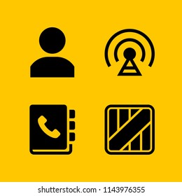 mobile icon set with user, signal and phonebook vector icons for web and graphic design