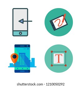 mobile icon set. vector set about tablet, smartphone and text icons set.