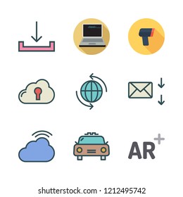 mobile icon set. vector set about internet, cloud computing, augmented reality and taxi icons set.