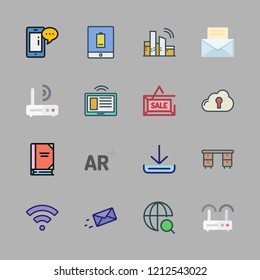 mobile icon set. vector set about smartphone, message, sale and e reader icons set.