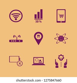 mobile icon set. mobile vector with wi fi, empty battery and online teaching icons illustration