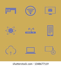 mobile icon set with wi fi, laptop and phone technology vector illustration