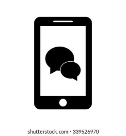 Mobile icon with speech bubble symbol . Vector illustration